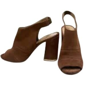 Michael Kors Anise Brown Suede Block Heels Sandals Sz 7 SH18E